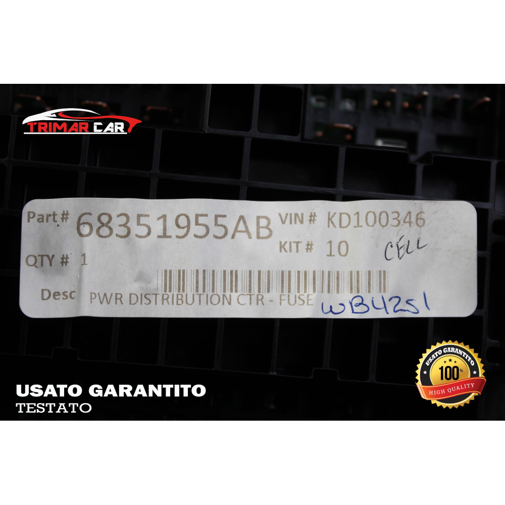 68351955AB CENTRALINA SCATOLA PORTAFUSIBILI JEEP CHEROKEE 5 (KL)(2013 IN POI) 2.2 CRD COD.MOT. LAU61