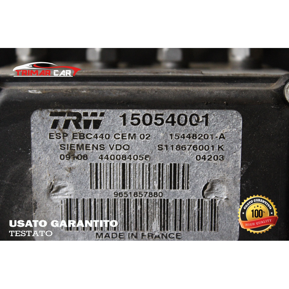 9651857880 POMPA CENTRALINA ABS PEUGEOT 407 (6D)(2004-2012) 2.0 HDI 135 136CV 100KW COD MOTORE:RHR