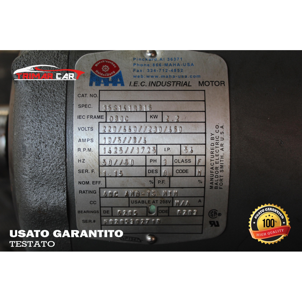 MOTORE ELETTRICO PONTE ELEVATORE PER AUTO 2.2 KW VOLTS 220 440 230 460