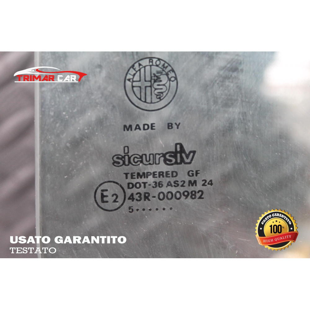 43R-000982 VETRO SCENDENTE PORTA ANTERIORE DESTRA ALFA ROMEO GTV 2 (916)(1994-2005) 2.0 T.SPARK 16V 150CV 110KW COD MOT; AR16201
