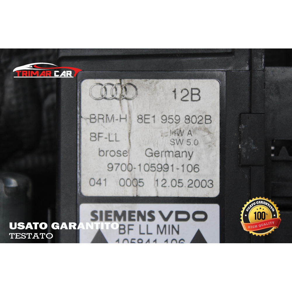 8E1959802B MOTORINO ALZACRISTALLI ANTERIORE DESTRO AUDI A4 (8E2,B6)(2000-2004) 1.9 TDI 130CV 96KW CODICE MOTORE: AVF