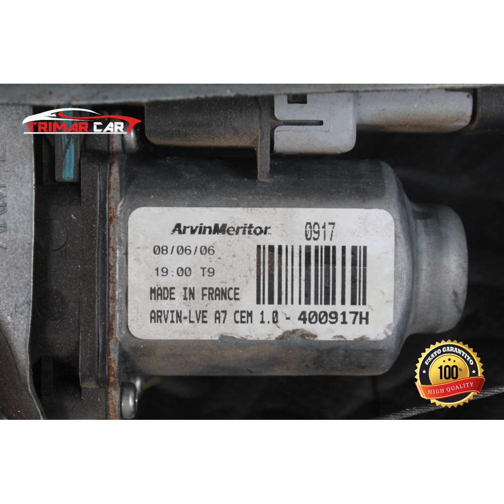 400917H MECCANISMO ALZACRISTALLI ANTERIORE SINISTRO PEUGEOT 207 (WA,WC)(06-15) 1.6 HDI 90CV 66KW COD MOTORE: 9HX