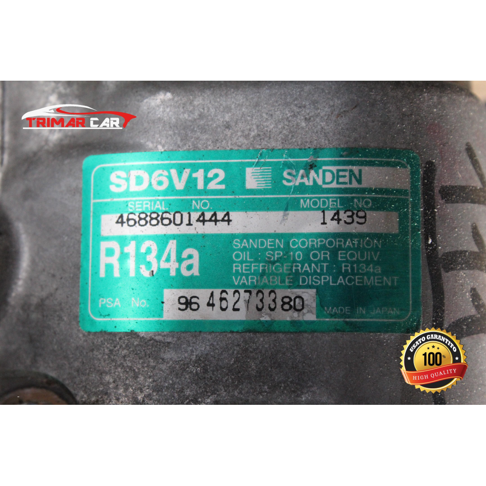 9646273380 COMPRESSORE AC CLIMA CITROEN C2 (JM)(2003-2010) 1.4 HDI 68CV 50KW COD MOT; 8HX // 8HZ