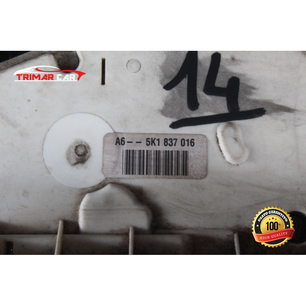 5K1837016 SERRATURA SPORTELLO ANTERIORE DESTRA VW GOLF 6 VI (5K1)(2008-2013) 1.6 TDI 105CV 77KW COD MOT; CAY