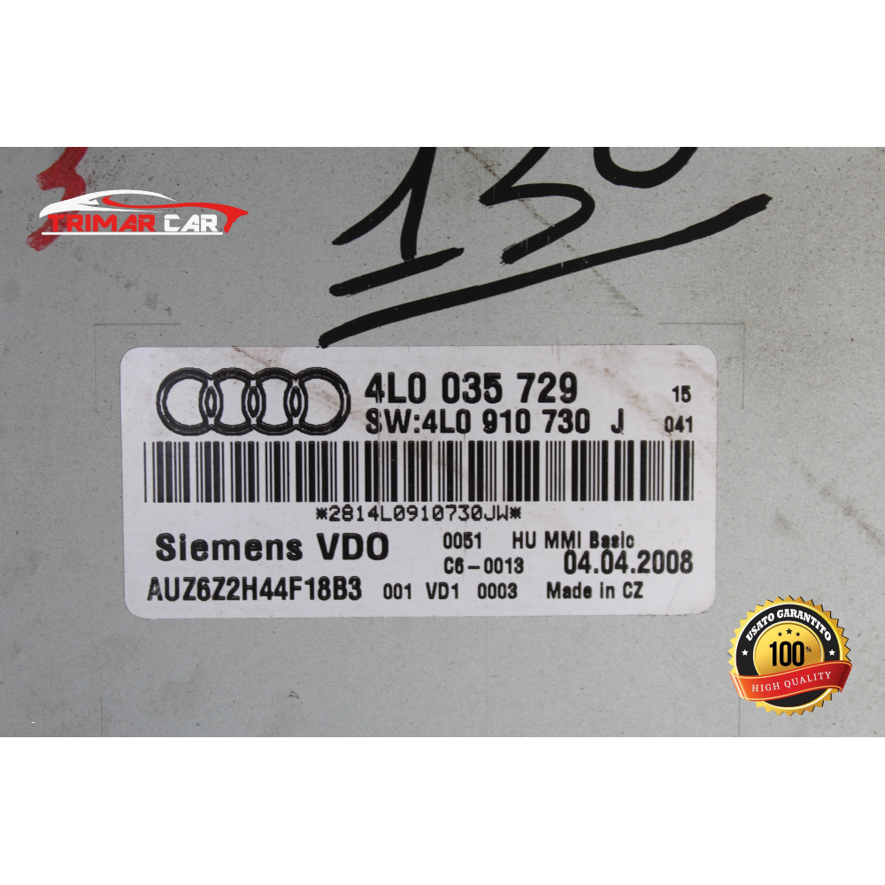 4L0035729 LETTORE CD AUTORADIO RADIO MP3 AUDI Q7 (4LB)(2006-2015) 3.0 TDI V6 240CV 176KW 24V COD MOTORE: CAS