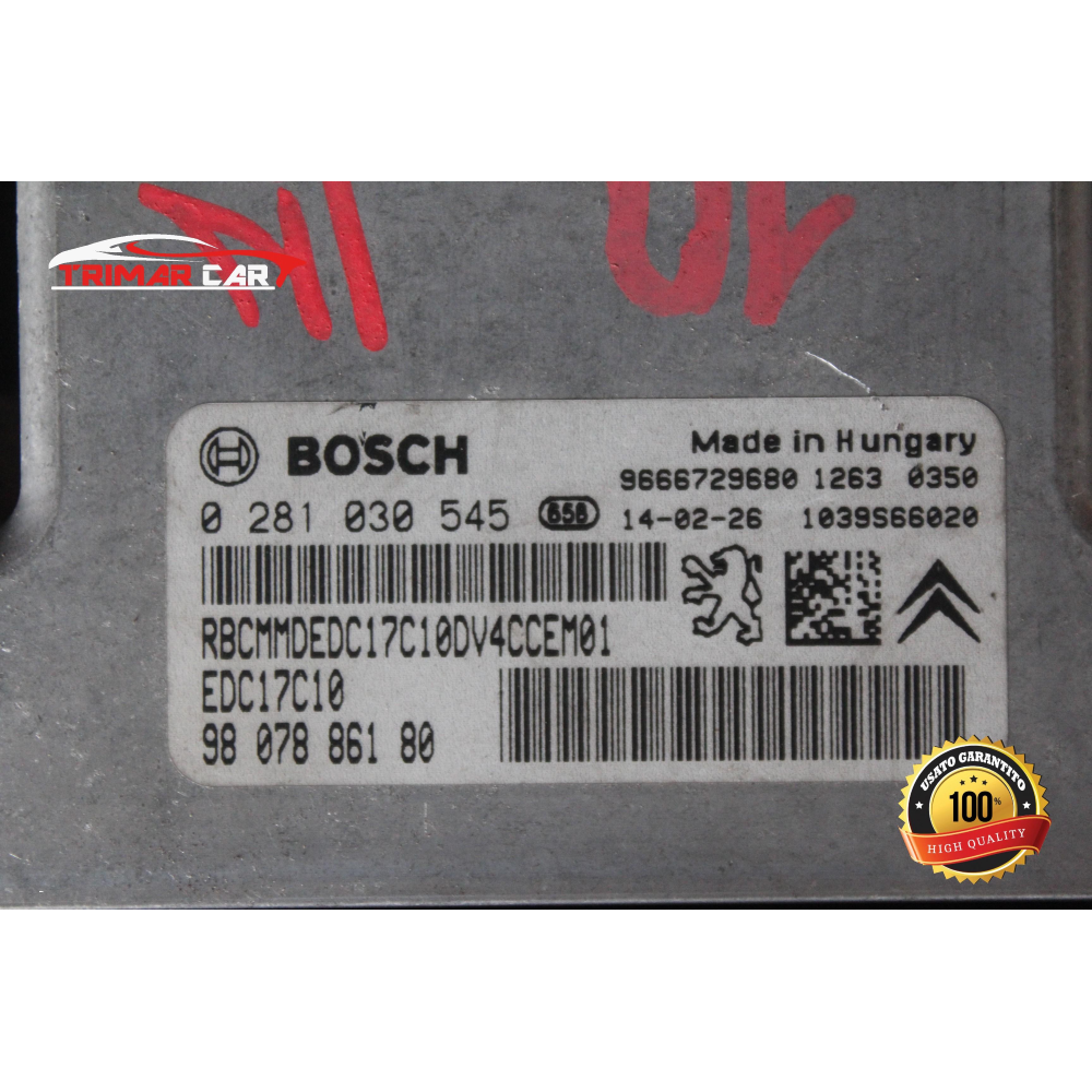 9807531680 0281030545 KIT BLOCCO ACCENSIONE PEUGEOT 208 I (CA , CC)(2012 IN POI) 1.4 HDI 68CV 50KW COD MOT; 8H01