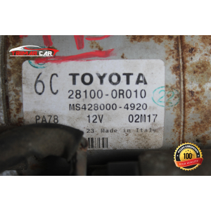 28100-0R010 MOTORINO AVVIAMENTO TOYOTA RAV4 3 III (A3)(05-13) 2.2 D 4WD 177CV 130KW COD MOTORE: 2AD-FHV