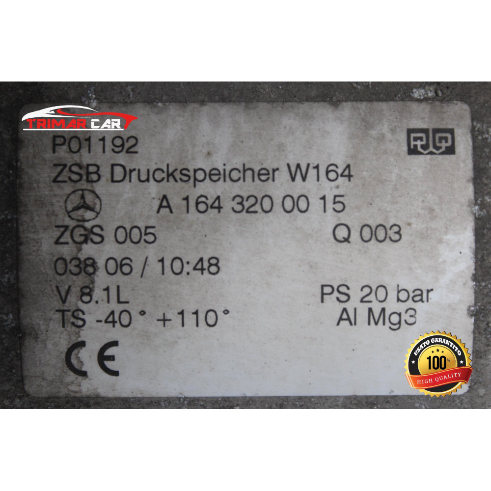 A1643200015 SERBATOIO SOSPENSIONE POSTERIORE  MERCEDES CLASSE ML (W164)(05-11) ML 320CDI 4-MATIC 224CV 165KW COD MOT. 642940