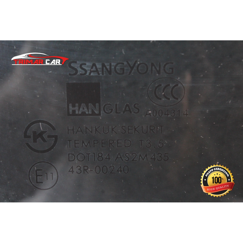 43R-00240 VETRO SCENDENTE PORTA ANTERIORE DESTRA SSANGYONG KYRON (2005 IN POI) 2.0 XDI 4X4 141CV 104KW COD MOTORE: 664950 (D20DT)