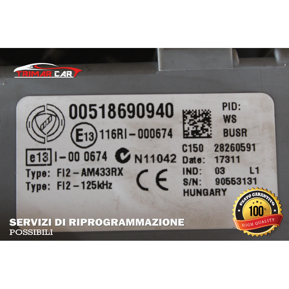 51869094 CENTRALINA BODY COMPUTER FIAT PUNTO EVO (199)(2008 IN POI) 1.3 MULTIJET 75CV 55KW COD MOT; 199A9000