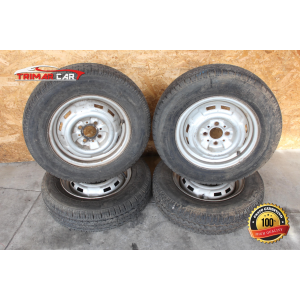 155R1385 SET 4 CERCHI IN FERRO + GOMME RUOTE COMPLETE FIAT 900T/E PULMINO (200)(1978-1986) 0.9