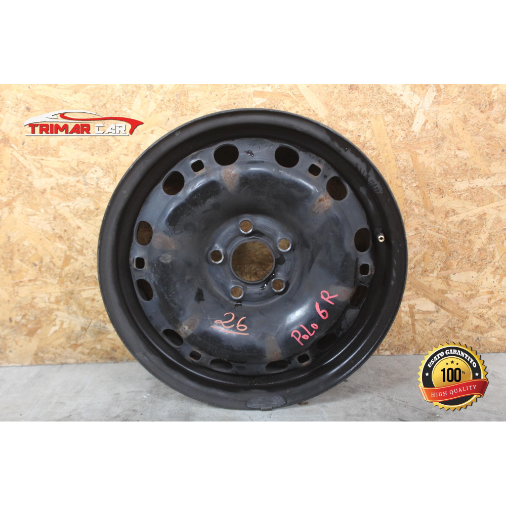 6R0601027C R15 CERCHIO SINGOLO IN FERRO VW POLO (6R,6C)(2009-2017) 1.6 TDI CODICE MOTORE; CAY