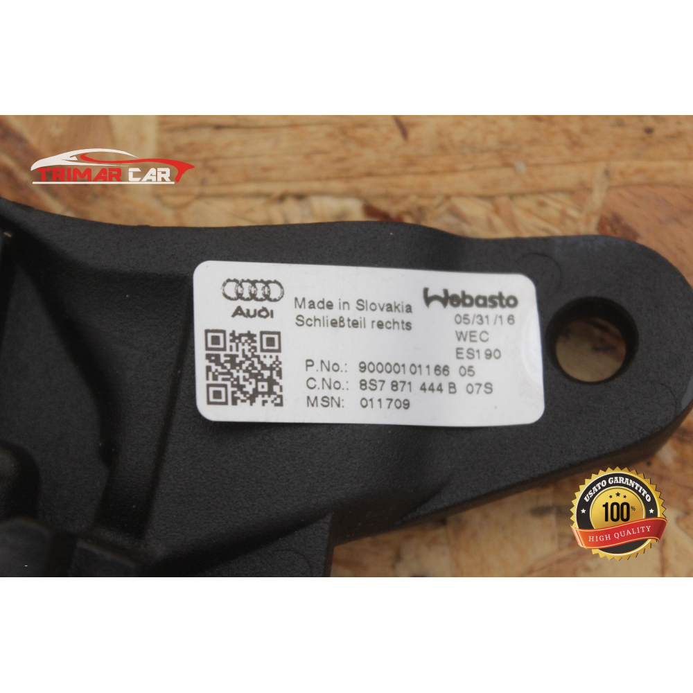 8S7871444B SUPPORTO STAFFA CAPPOTTA DESTRA AUDI TT 3 ROADSTER (FV9)(2014 >) 1.8 TFSI 180CV 132KW COD MOT; CJS