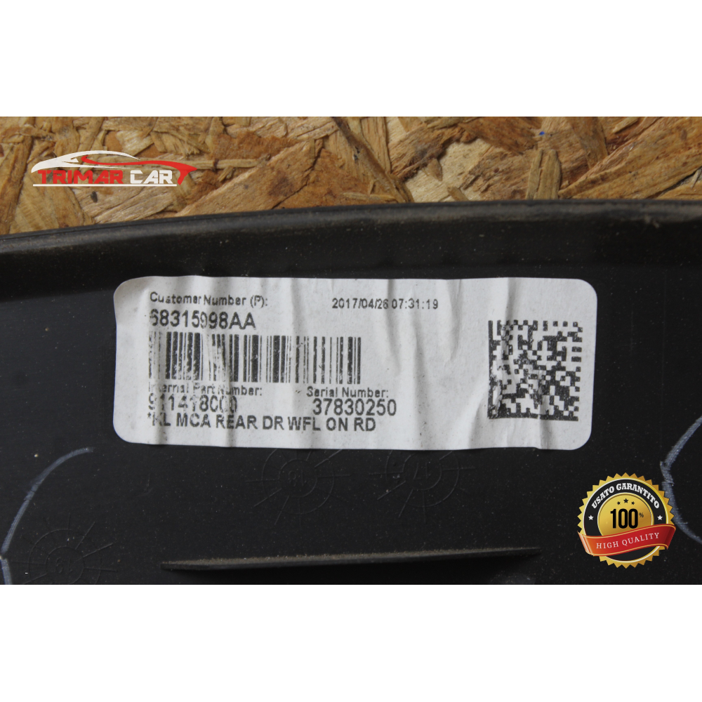 68315998AA FASCIONE PASSARUOTA POSTERIORE DESTRO JEEP CHEROKEE 5 (KL)(2019 >) 2.2 CRD COD MOT; LAU61