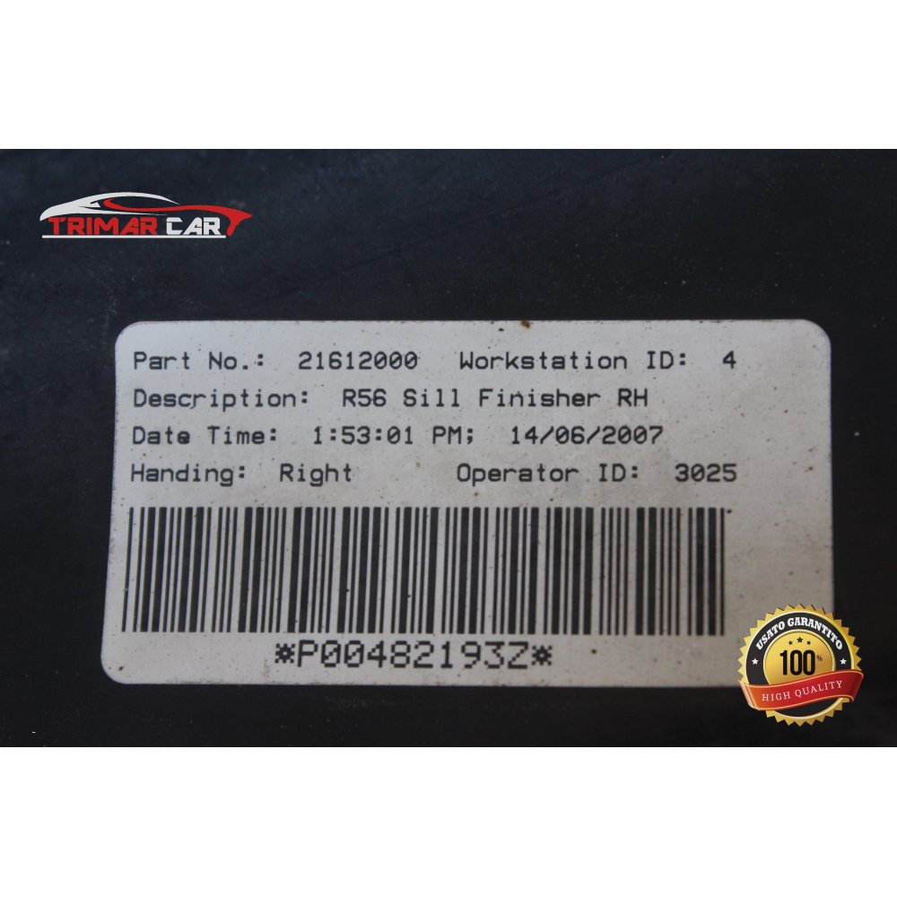 21612000 COPPIA MINIGONNE SOTTOPORTA LATERALI MINI COOPER (R56)(05-13) 1.6D 109CV 80KW