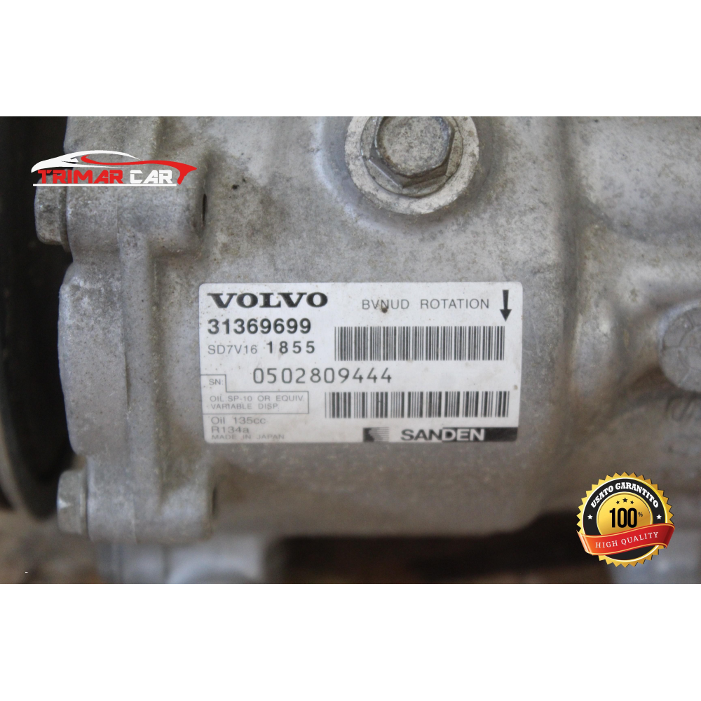 31369699 COMPRESSORE AC CLIMA VOLVO V60 SW(155)(2013-2015) 1.6 DRIVE 114CV 84KW COD MOT; D4162T